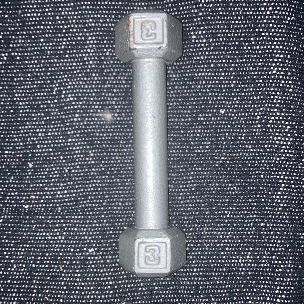 Three 3 Pound Steel Hexagon Dumbbell | Cast Iron Hexagonal w/ Ergonomic Handle